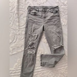 American Eagle Distressed Gray Jeans